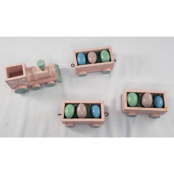 Vintage Easter Egg Wooden Train Hand Painted Decorative - Picture 5 of 6